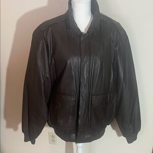 Context Dark Brown Leather Bomber Jacket